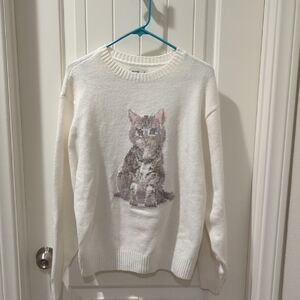 Hollister Cream Sweater With Cat